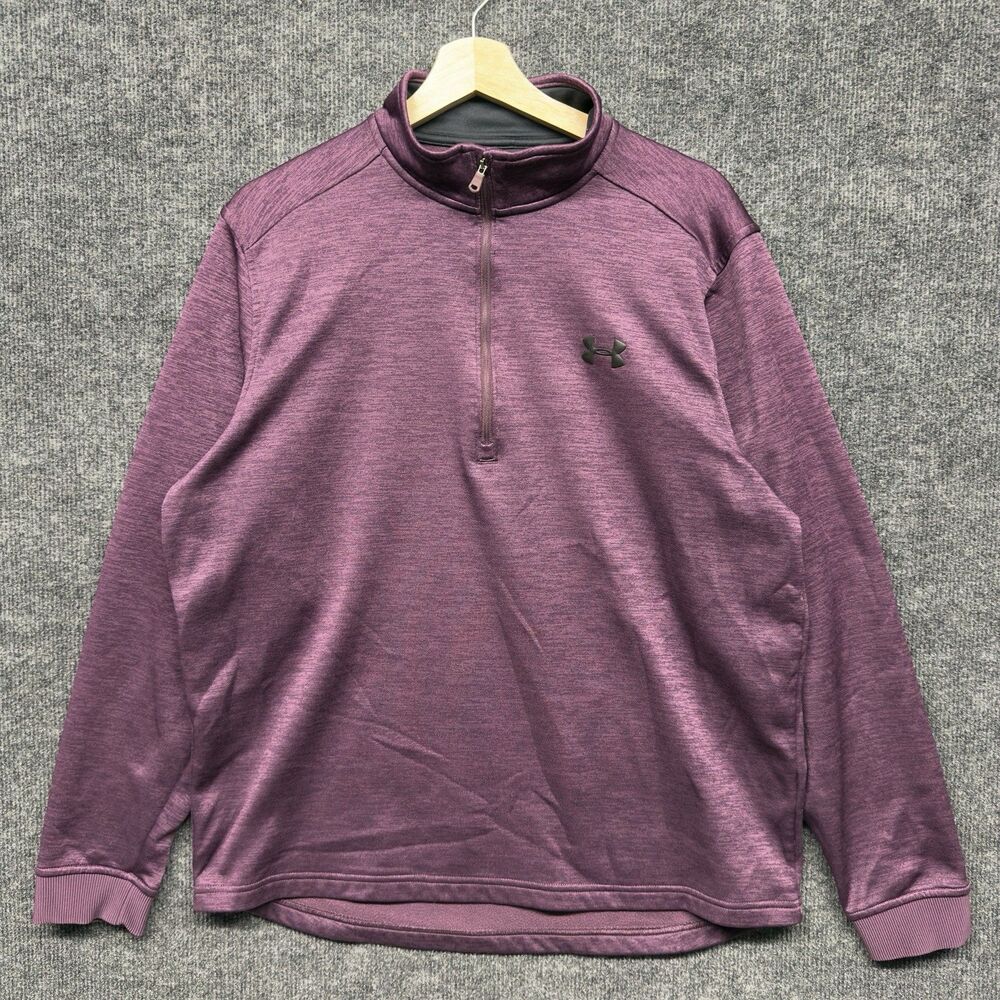 Under Armour Sweater Mens Large Maroon Purple Loose Coldgear Performance Tech